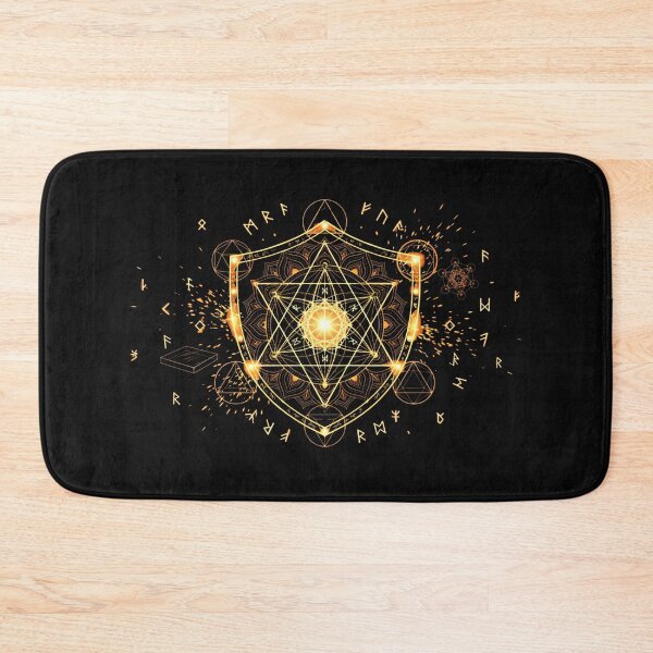 Item preview, Glowing Mystic Sorcerer Shield - Sacred Geometry & Arcane Runes Art designed and sold by AuraDraftStudio.