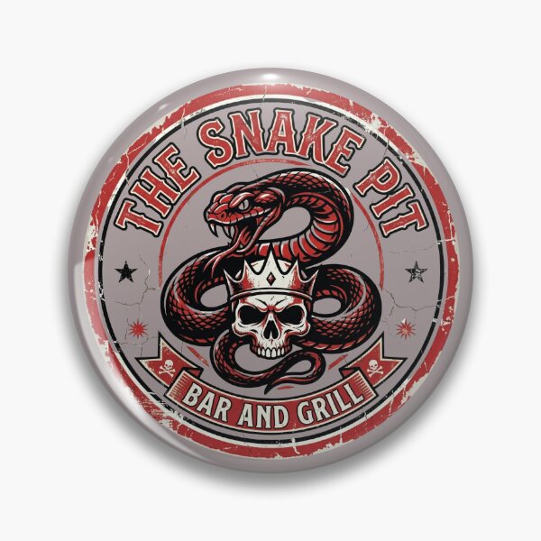 Item preview, The Snake Pit Bar and Grill Vintage Skull Snake Graphic – Retro Biker Pub Style Design designed and sold by TheStephanieRome.