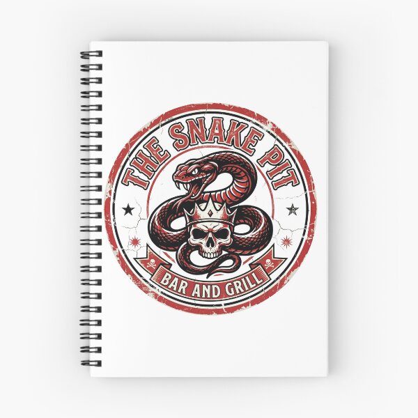 Item preview, The Snake Pit Bar and Grill Vintage Skull Snake Graphic – Retro Biker Pub Style Design designed and sold by TheStephanieRome.