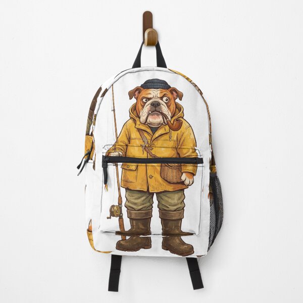 Item preview, Fisherman Bulldog Retro 70s Dog T-Shirt Design designed and sold by Prism-Bubble.
