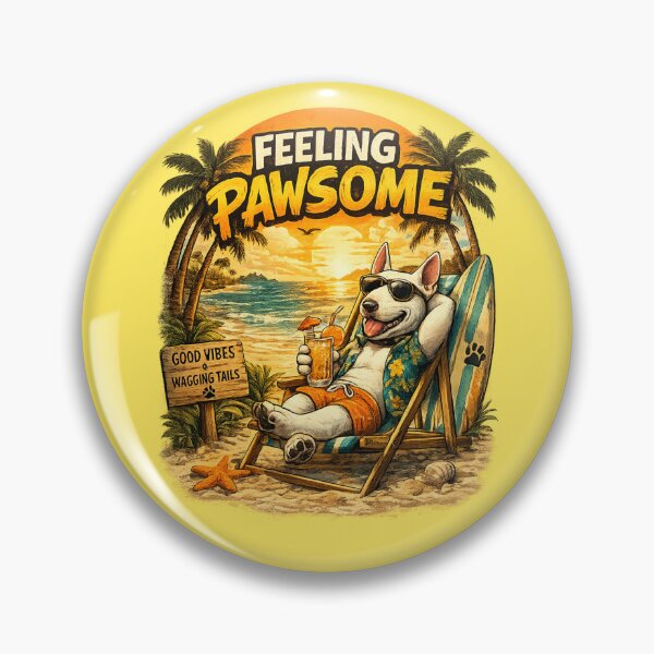 Item preview, Funny Bull Terrier Beach Design – Feeling Pawsome Summer Vibes Vacation Dog designed and sold by PixelsPaws.