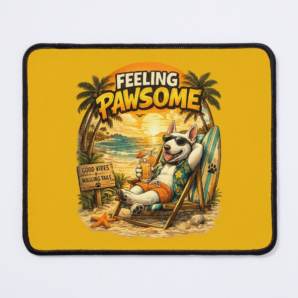 Item preview, Funny Bull Terrier Beach Design – Feeling Pawsome Summer Vibes Vacation Dog designed and sold by PixelsPaws.