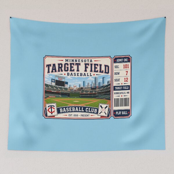 Item preview, Minnesota Target Field Vintage Ticket Poster Retro Baseball Stadium Art Minneapolis Skyline Ballpark designed and sold by GhostDawgs.
