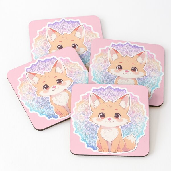 Item preview, Cute Kawaii Fox with Mandala Art designed and sold by Chromatic Artistry.