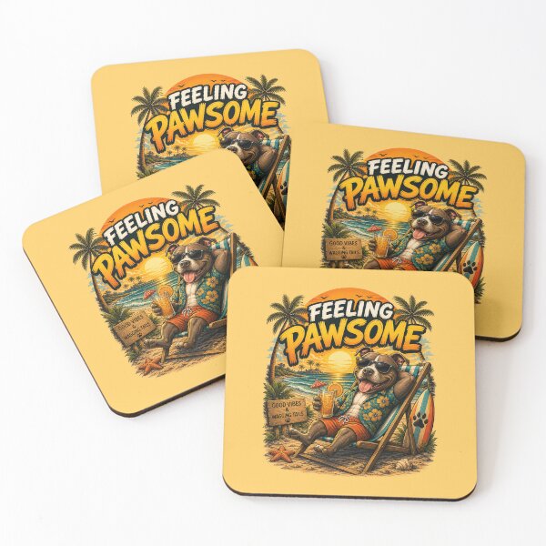 Item preview, Funny Pitbull Beach Design – Feeling Pawsome Summer Vibes Vacation Dog designed and sold by PixelsPaws.