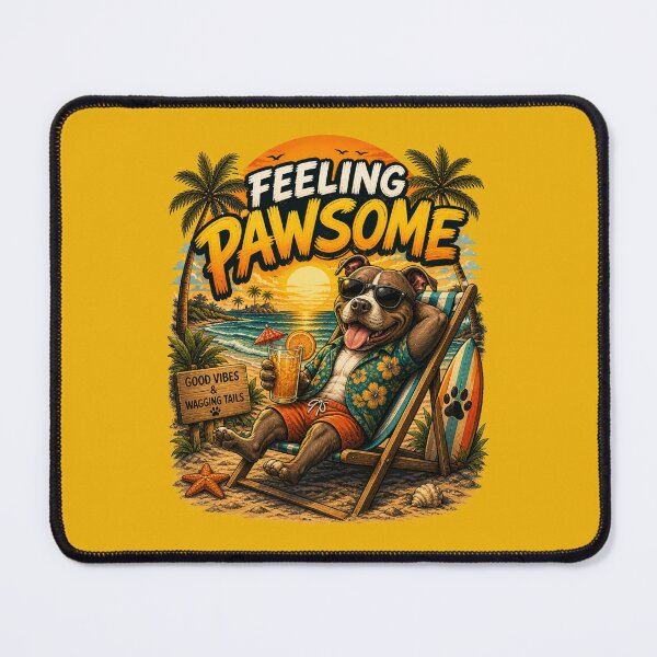 Item preview, Funny Pitbull Beach Design – Feeling Pawsome Summer Vibes Vacation Dog designed and sold by PixelsPaws.
