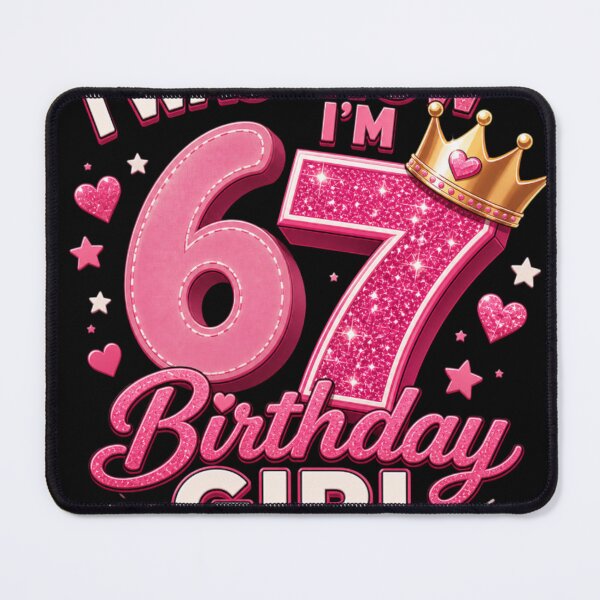 Item preview, I Was Now I’m 7 Birthday Girl – Cute Pink Glitter Birthday Design designed and sold by EichStore.