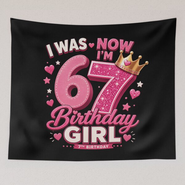 Item preview, I Was Now I’m 7 Birthday Girl – Cute Pink Glitter Birthday Design designed and sold by EichStore.