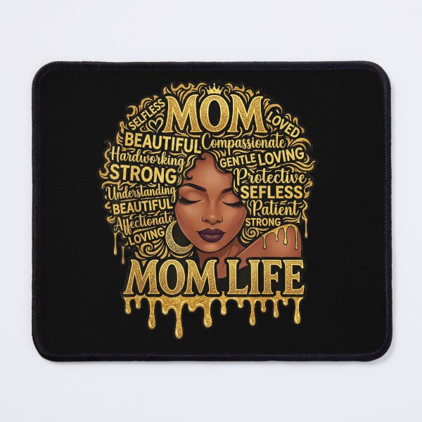 Item preview, Strong Beautiful Melanin Queen Mom Life Gold Glitter Afro Hair Art designed and sold by MassonCalepon.