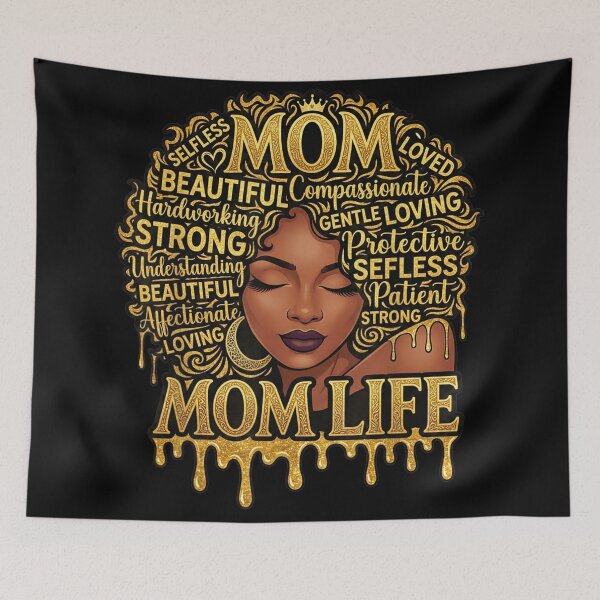 Item preview, Strong Beautiful Melanin Queen Mom Life Gold Glitter Afro Hair Art designed and sold by MassonCalepon.