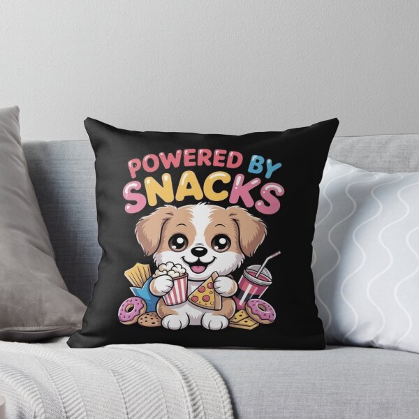 Item preview, Cute Puppy Powered by Snacks T-Shirt – Kawaii Dog Lover Graphic Tee designed and sold by RALYSHOP.