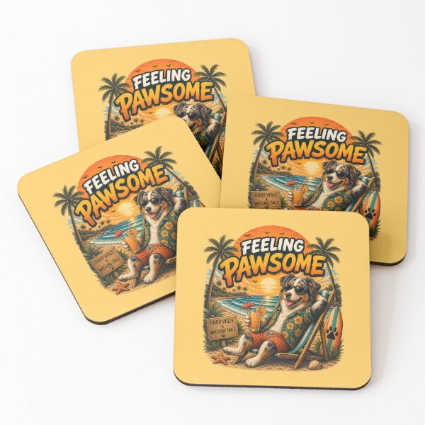 Item preview, Funny Australian Shepherd Beach Design – Feeling Pawsome Summer Vibes Vacation Dog designed and sold by PixelsPaws.
