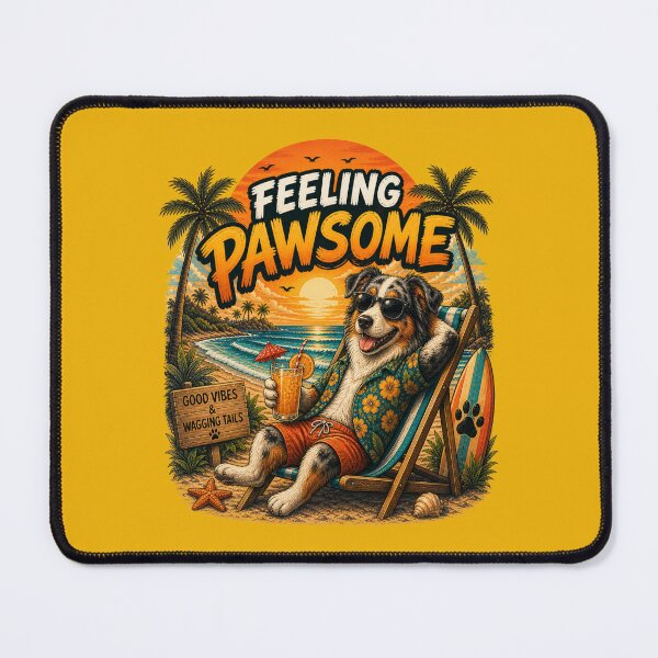 Item preview, Funny Australian Shepherd Beach Design – Feeling Pawsome Summer Vibes Vacation Dog designed and sold by PixelsPaws.