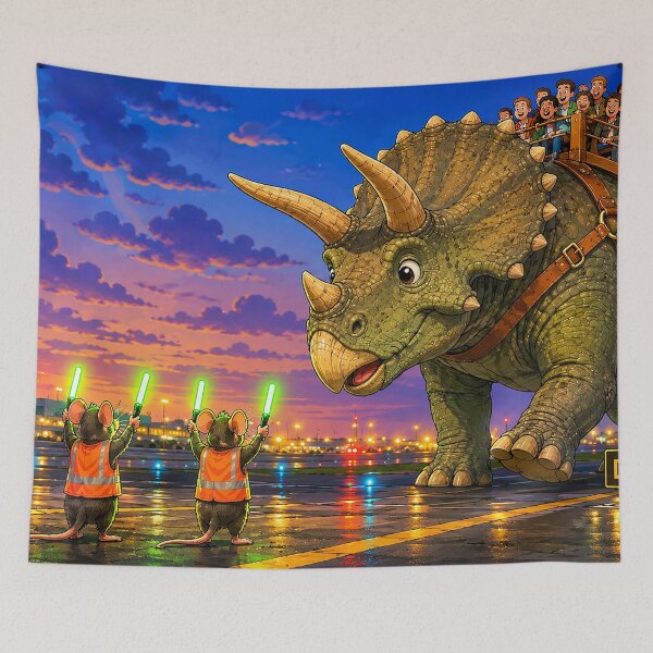 Item preview, Airport Crew Marshals Giant Dinosaur (Cartoonized) designed and sold by nikkolaus.