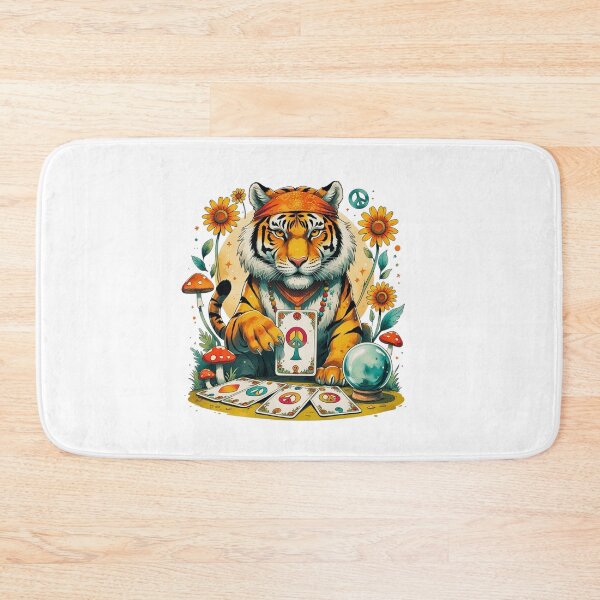 Item preview, Mystical Hippie Tiger Reading Tarot Cards Fortune Teller Art designed and sold by AQUILAKREO.
