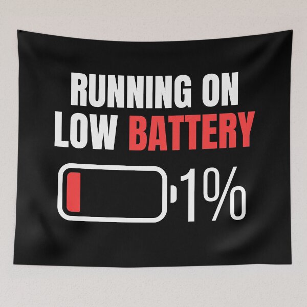Item preview, Running on Low Battery 1% Funny Tired Quote Minimal Gym Meme Design designed and sold by Uvclick.