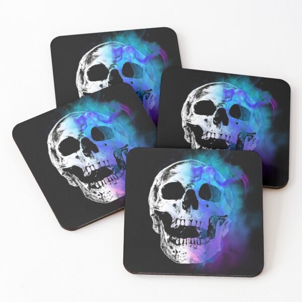 Item preview, White Skull Colorful Smoke Blue Purple Pink designed and sold by StyleBloomes.