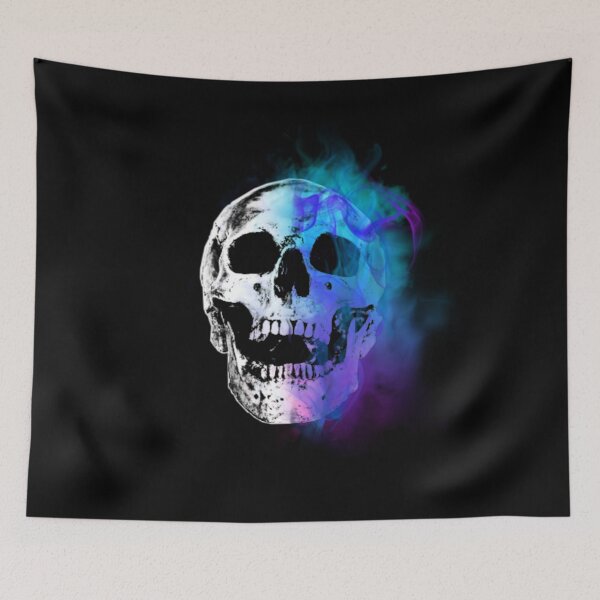 Item preview, White Skull Colorful Smoke Blue Purple Pink designed and sold by StyleBloomes.