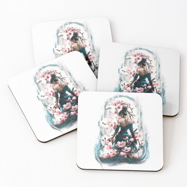 Item preview, Female Samurai Warrior Cherry Blossom Japanese Aesthetic Art designed and sold by Lunevalleyart.