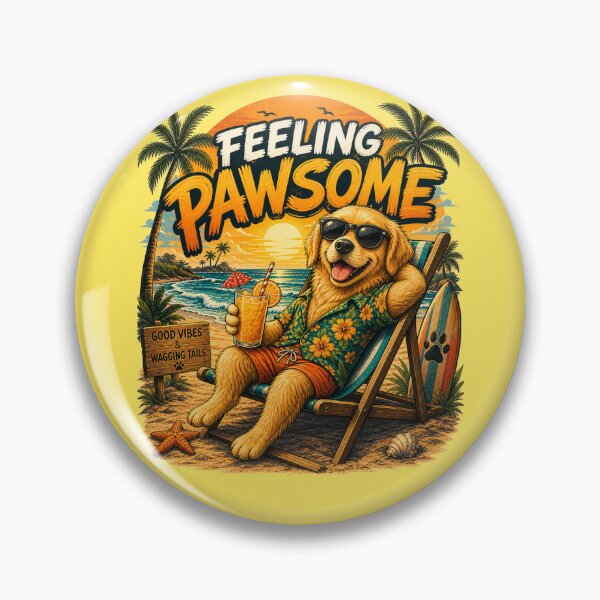 Item preview, Funny Golden Retriever Beach Design – Feeling Pawsome Summer Vibes Vacation Dog designed and sold by PixelsPaws.