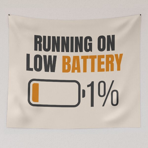 Item preview, Running on Low Battery 1% Aesthetic Minimal Beige Tired Quote Design designed and sold by Uvclick.
