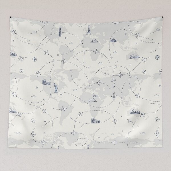 Item preview, Global Landmarks Flight Map World Traveler designed and sold by SplashTastic.