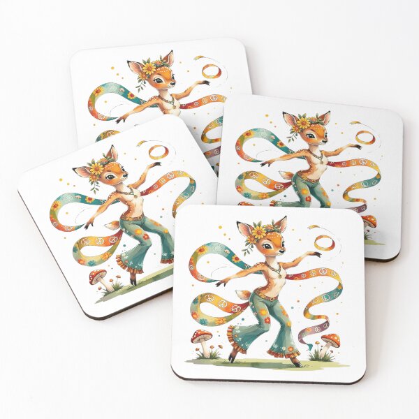 Item preview, Retro Dancing Deer in Bell Bottoms with Peace Ribbon Art designed and sold by AQUILAKREO.