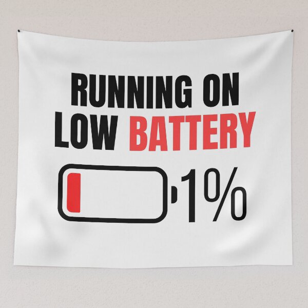 Item preview, Running on Low Battery 1% Minimalist Funny Quote Clean Simple Design designed and sold by Uvclick.