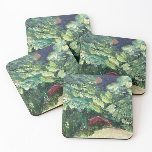 Item preview, Fox drinking at a pond under a spotlight designed and sold by StrayfishArts.