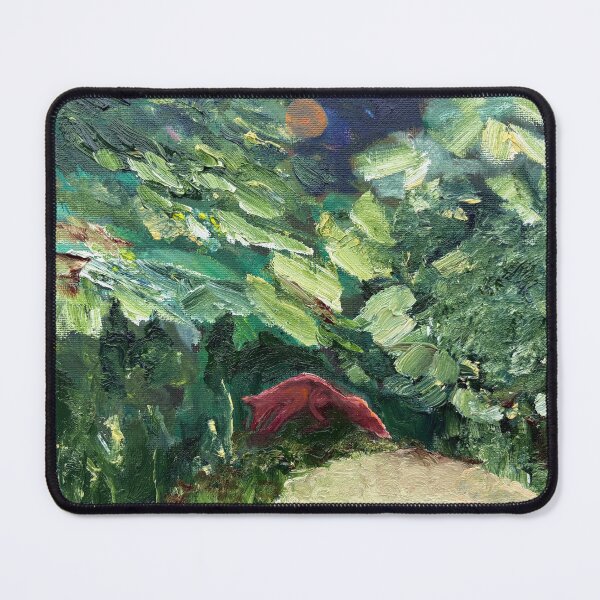 Item preview, Fox drinking at a pond under a spotlight designed and sold by StrayfishArts.