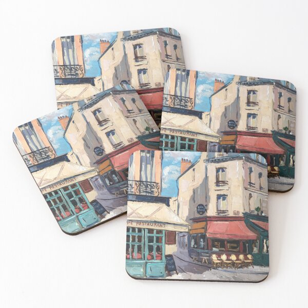 Item preview, French Cafe Painting - Red Awning Bistro Street Scene designed and sold by CARRAANN.