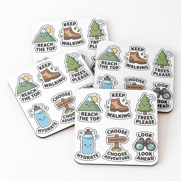 Item preview, Kawaii Hiking Life Sticker Set - Cute Mountain & Trekking Puns designed and sold by SimpleP.