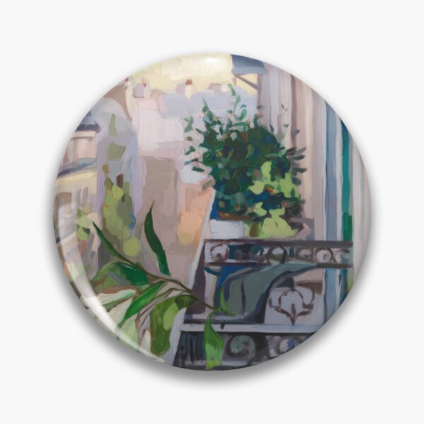 Item preview, French Window View - White Flowers and Haussmann Architecture Painting designed and sold by CARRAANN.