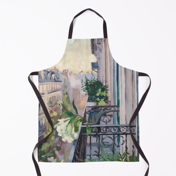 Item preview, French Window View - White Flowers and Haussmann Architecture Painting designed and sold by CARRAANN.