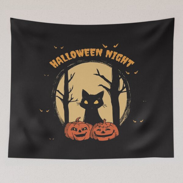 Item preview, Halloween Night Black Cat Spooky Design designed and sold by Leona-Designs ⭐⭐⭐⭐⭐.
