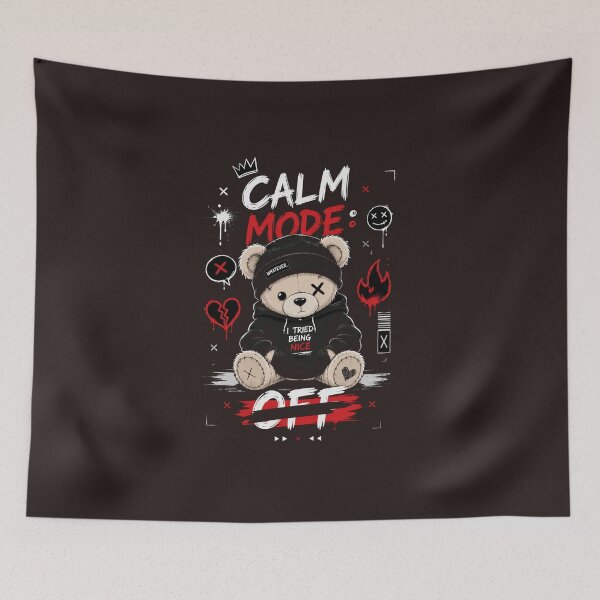 Item preview, Calm Mode OFF Angry Teddy T-Shirts – Streetwear Graphic designed and sold by KDesignCrafts.