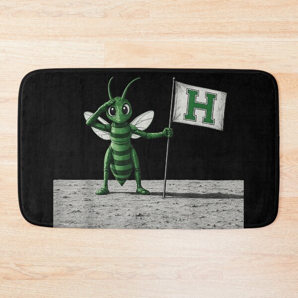 Item preview, Green Hornet Mascot Saluting On Moon With Green Letter H Flag designed and sold by StuZabine.