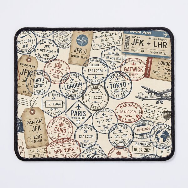 Item preview, Vintage Passport Stamp Pattern International Adventure designed and sold by SplashTastic.