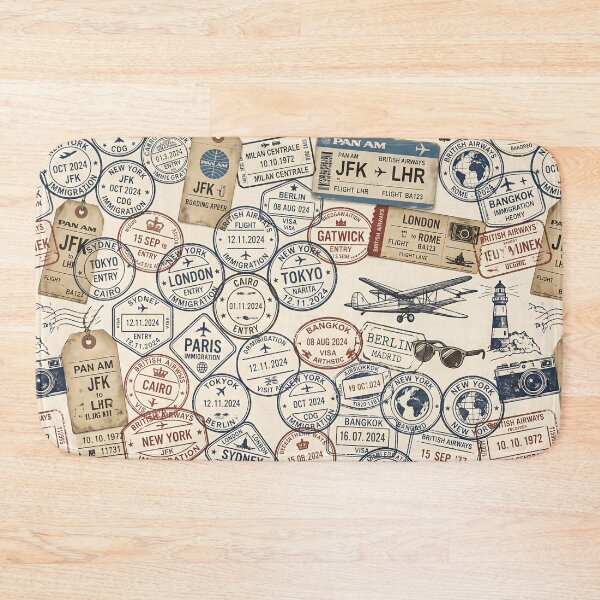 Item preview, Vintage Passport Stamp Pattern International Adventure designed and sold by SplashTastic.