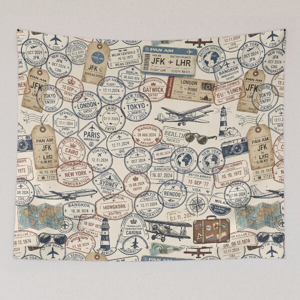 Item preview, Vintage Passport Stamp Pattern International Adventure designed and sold by SplashTastic.