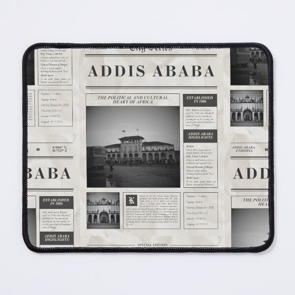 Artikelvorschau, Addis Ababa Vintage Newspaper – City Series Travel Print entworfen und verkauft von YerukDesign.