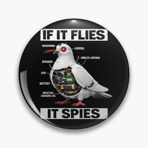 Item preview, Birds Are Not Real Conspiracy Theory Spy Pigeon Robot Drone Illustration designed and sold by StuZabine.