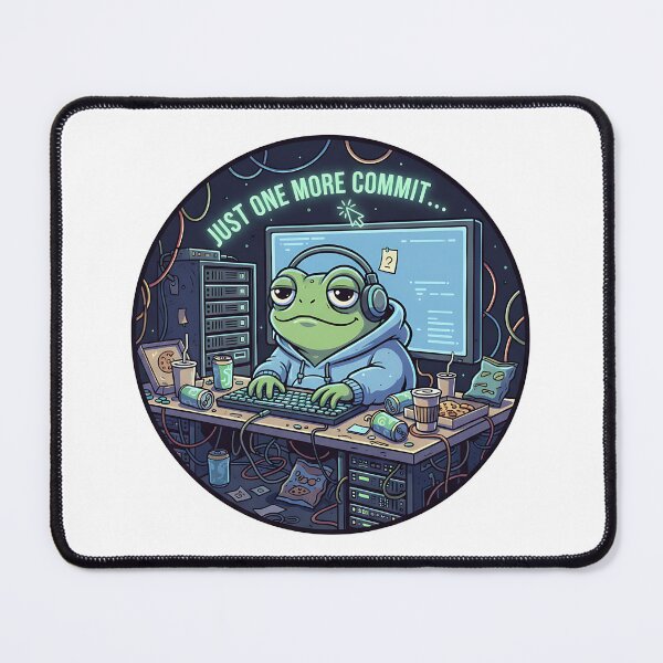 Item preview, Just One More Commit - Tired Programmer Frog Coder designed and sold by Urben Loop.