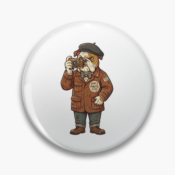 Item preview, Photographer Bulldog Retro 70s Dog T-Shirt Design designed and sold by Prism-Bubble.