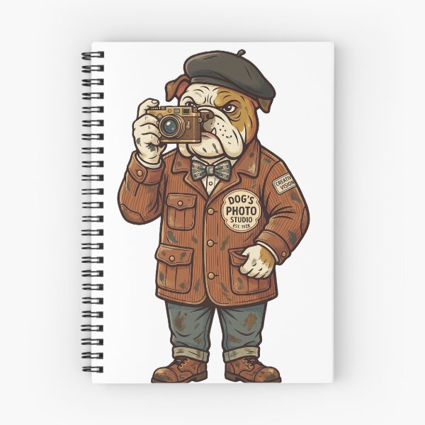Item preview, Photographer Bulldog Retro 70s Dog T-Shirt Design designed and sold by Prism-Bubble.