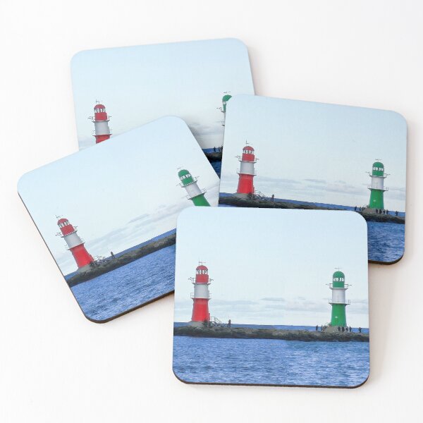 Item preview, Green and Red Lighthouses in Warnemünde designed and sold by MarionsArt.