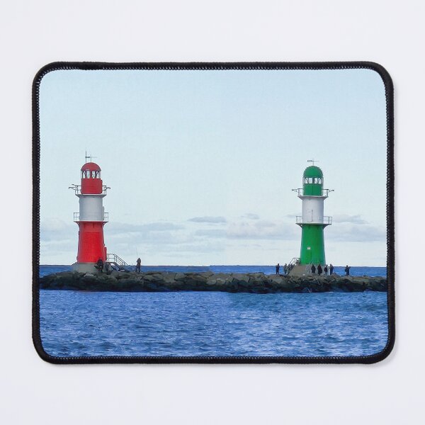 Item preview, Green and Red Lighthouses in Warnemünde designed and sold by MarionsArt.