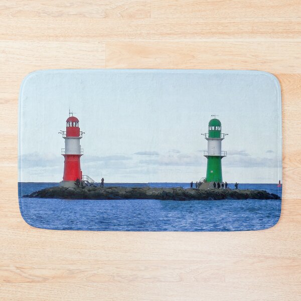 Item preview, Green and Red Lighthouses in Warnemünde designed and sold by MarionsArt.