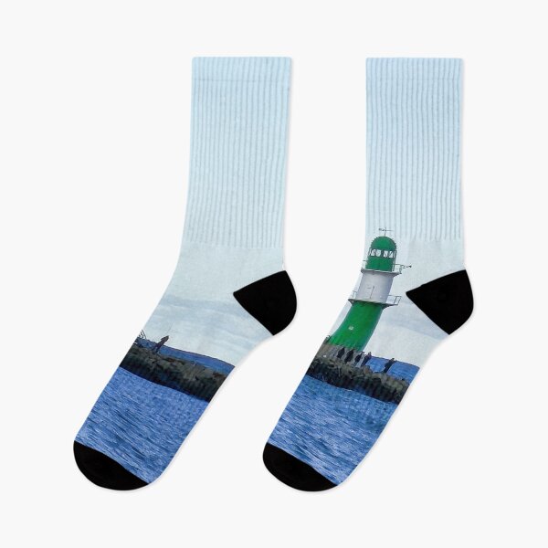 Item preview, Green and Red Lighthouses in Warnemünde designed and sold by MarionsArt.