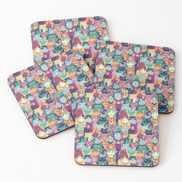 Item preview, Loads of Cats, Colorful colony of cats and kittens designed and sold by BeeFoxTree.